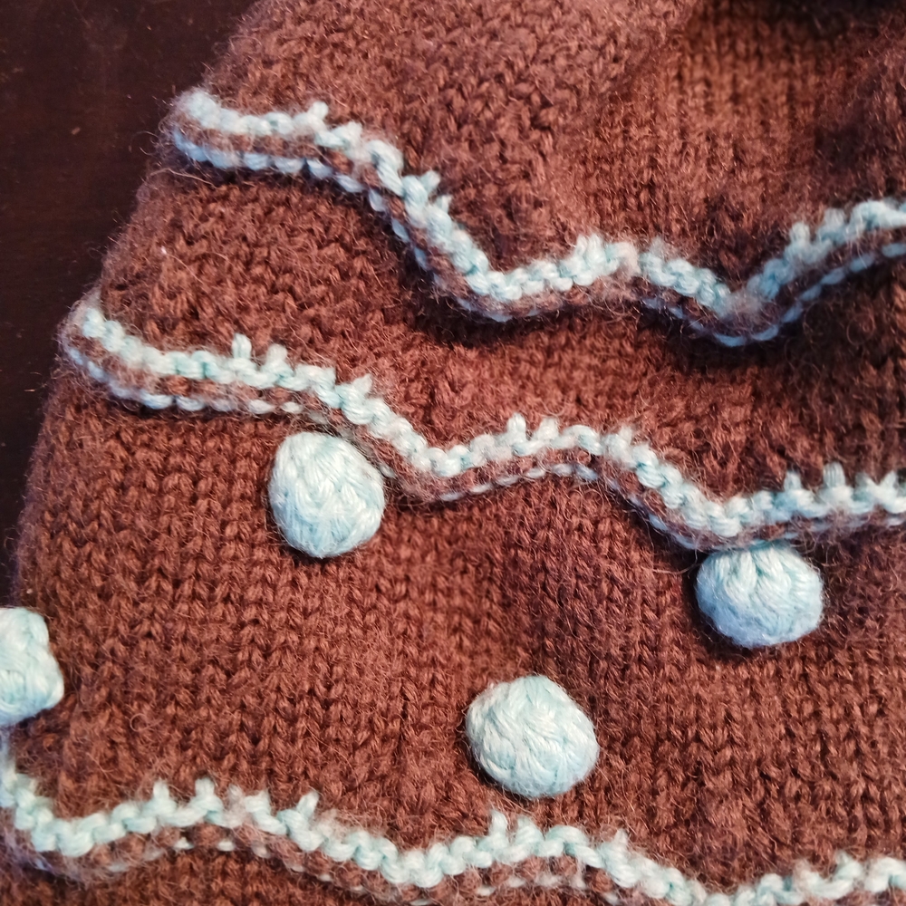 Brown and Blue Kids Knit Beanie - Picture 6 of 11